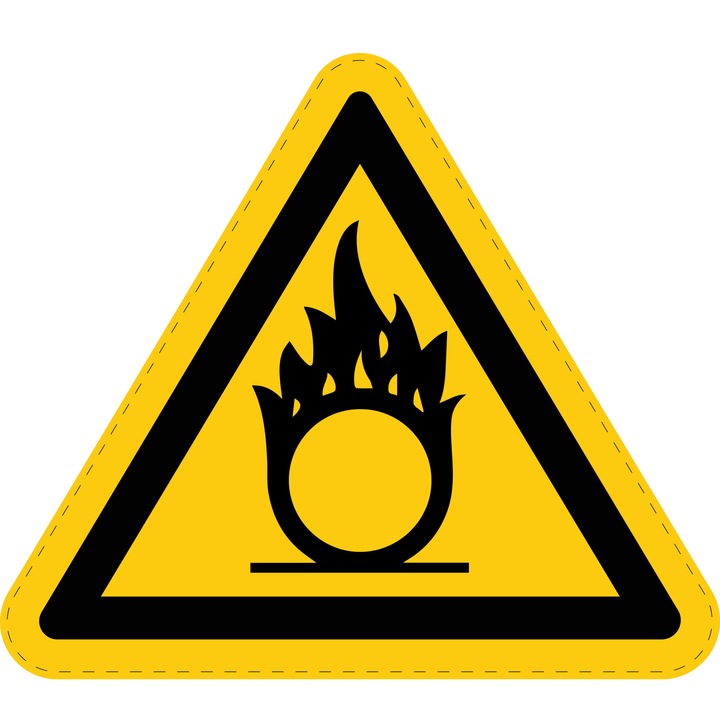 Sticker Indicator Autoadeziv de Avertizare Materiale Comburante 5 cm