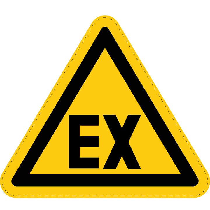 Sticker Indicator Autoadeziv de Avertizare Atmosfera Exploziva 5 cm
