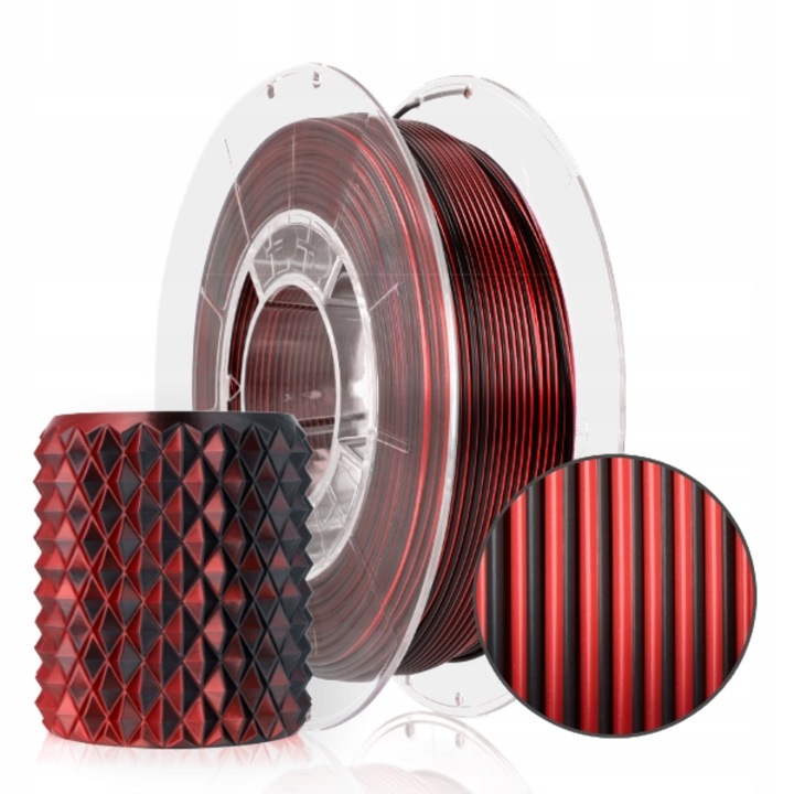 Filament, Rosa3D, Pla, Magic Silk, 1.75 Mm, Lucios, Bicolor, Usor De Imprimat, Pentru Incepatori Si Profesionisti, Produs De Inalta Calitate, 300 G, Rosu Bordeaux