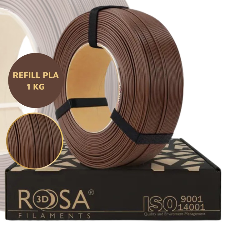 Filament 3D, ROSA3D, 1 Kg, 1.24 g/cm³, 225 C, PLA, Pentru Imprimanta 3D, Biodegradabil, Home si office, Maro