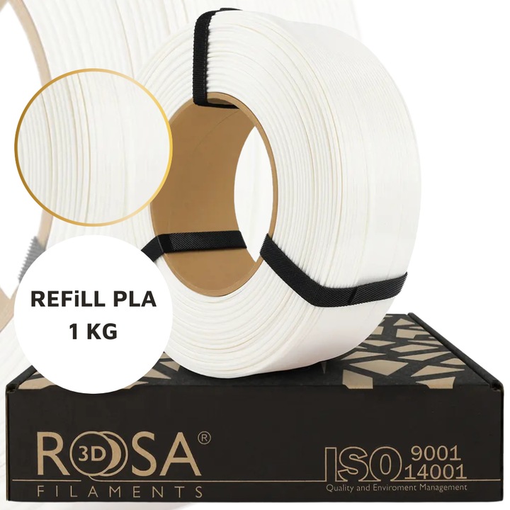 Filament 3D, ROSA3D, 1 Kg, 1.24 g/cm³, 225 C, PLA, Pentru Imprimanta 3D, Biodegradabil, Home si office, Alb