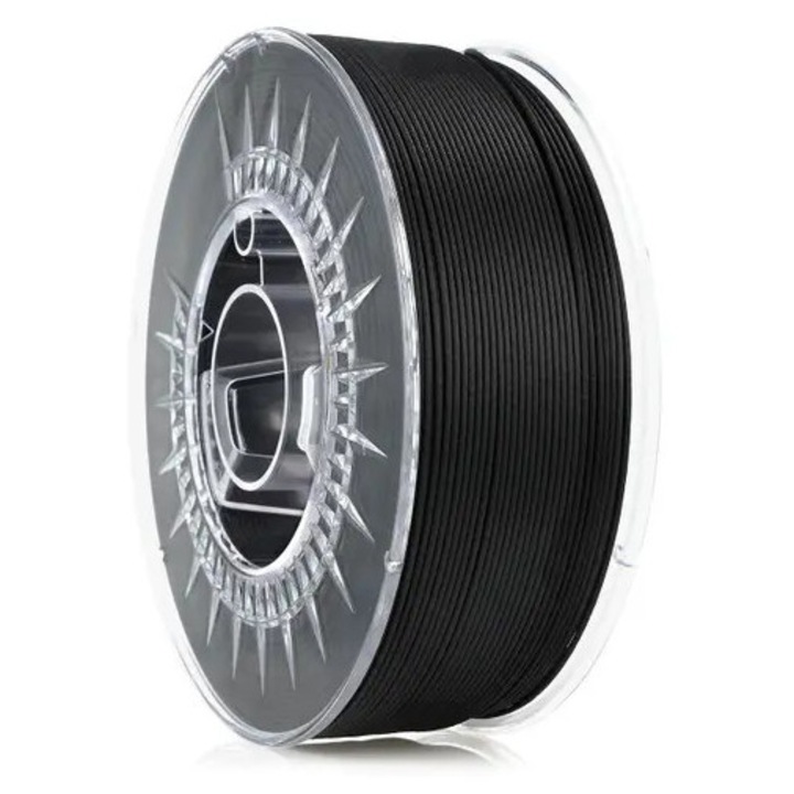 Filament Rosa3D, Pet-G+Cf, 1.75 Mm, Suprafata Mata, Cu Fibra De Carbon, Durabil, Tehnic, Fara Miros, Produs De Inalta Calitate, Obiect Decorativ, Compatibilitate Larga, Imprimare 3D, 1Kg, Negru