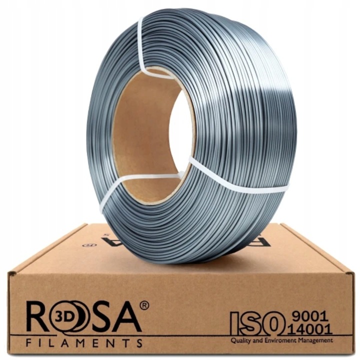 Filament 3D, Rosa3D, Refill PLA-Silk Steel, 1.75 mm, Usor De Imprimat, Durabil, Luciu Ridicat, Biodegradabil, Metalic, Produs De Inalta Calitate, Perfect Pentru Imprimare 3D, Obiect Decorativ, Argintiu, 1 kg, Otel