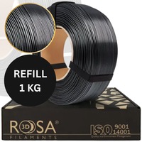 Filament Imprimanta 3D, ROSA3D, ReFill PETG Standard HS, 1 kg, 1.75 mm, Negru, Fara Bobina, Printare La Viteza Mare, Rezistenta Mecanica Ridicata, Durabil, Calitate Premium