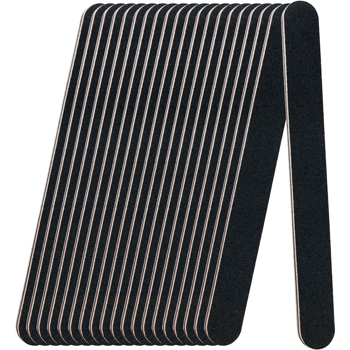 Set 20 pile de unghii cu granulatie 100/180, Lnaisi, Negru