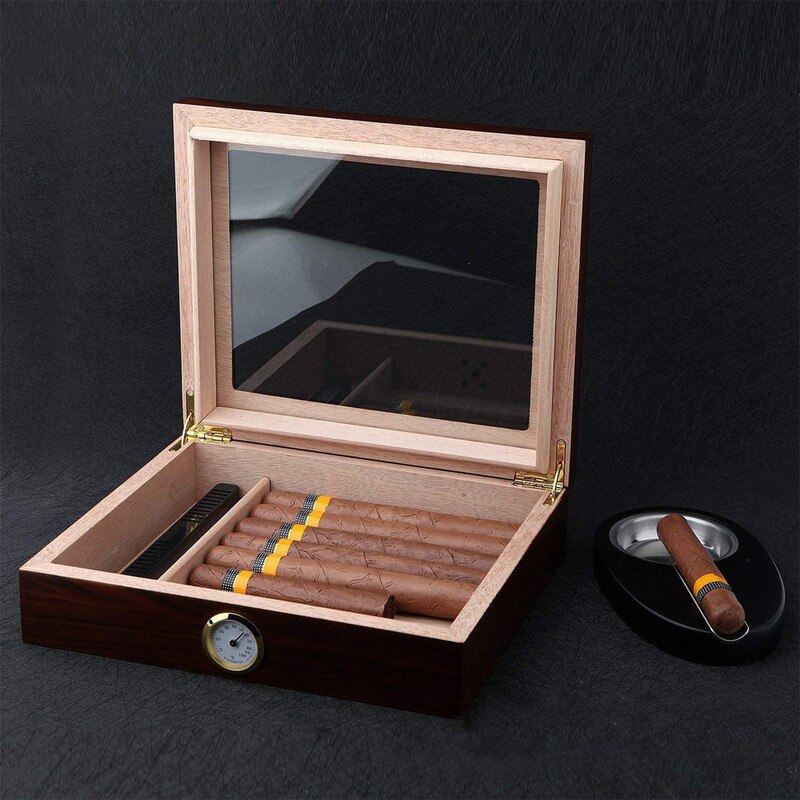 Humidor trabucuri din, LEOKOR®, cedru cu umidificator higrometru si ...