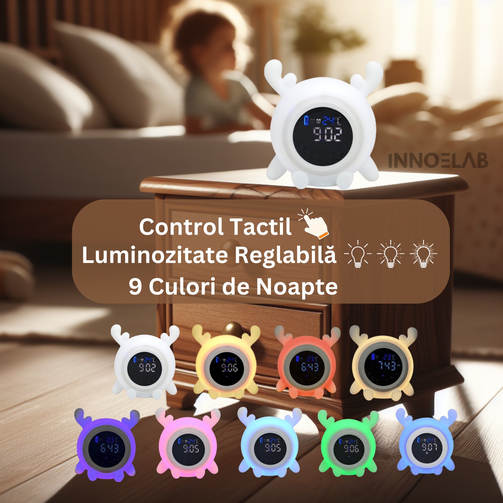 Ceas Timer Aparat Multifunctional Smart INNOELAB®, Ceas Digital cu Alarma, 7 ...