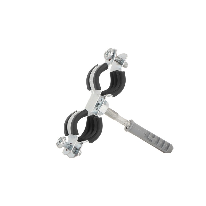 Dupla fém bilincs gumival csövek falra rögzítéséhez, 3 / 8", 15-19 mm, Geko G17280