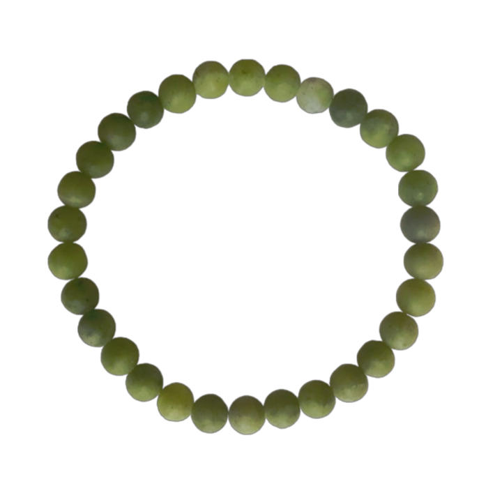 Karkötő, peridot (olivin) matt, ásvány, 6 mm, gumis, kézműves, keki, zöld, 15 cm