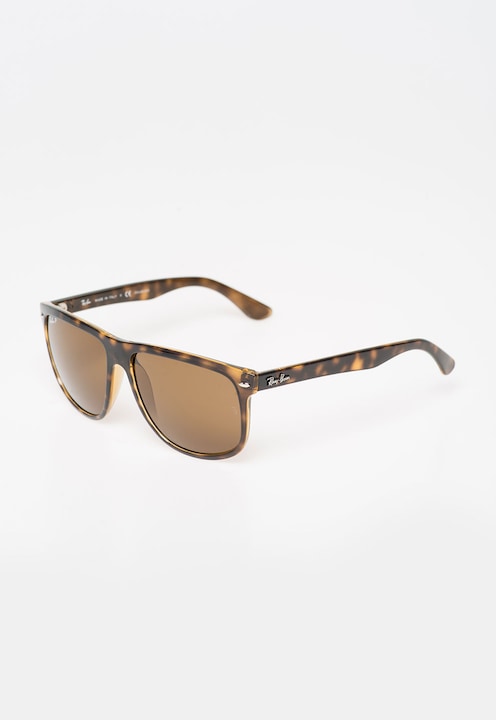 Ray-Ban, Слънчеви очила с рамка с ефект на коруба, Тъмнокафяв / Горчица, 56-15-145 Standard
