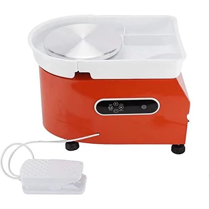 Грънчарско колело, щепсел за САЩ, 110V, 350W, 60dB, 24cm, 320r/min, оранжев