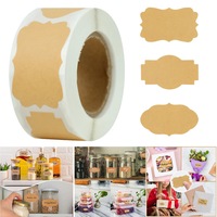 Set 300 etichete autoadezive cu 3 modele, NUODWELL, Pentru borcane, sticle, depozitare in camara, dulapuri, scrapbooking, dosare, 5×3cm, Hartie kraft, Maro
