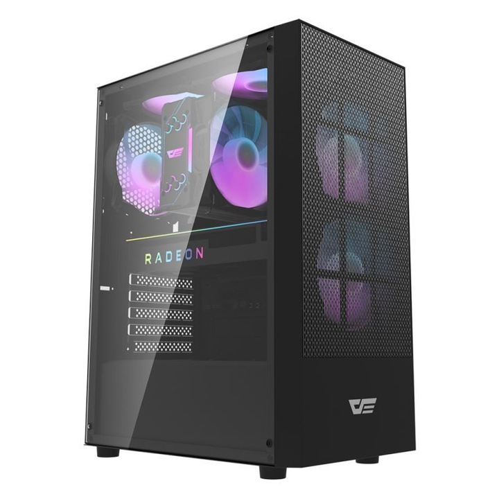 DarkFlash A290 ablakos számítógépház, +3 ventillátorral, fekete