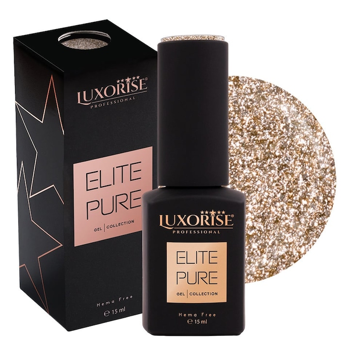 Полуперманентен лак за нокти Hema Free LUXORISE ELITE PURE - Champagne Gold, 15ml