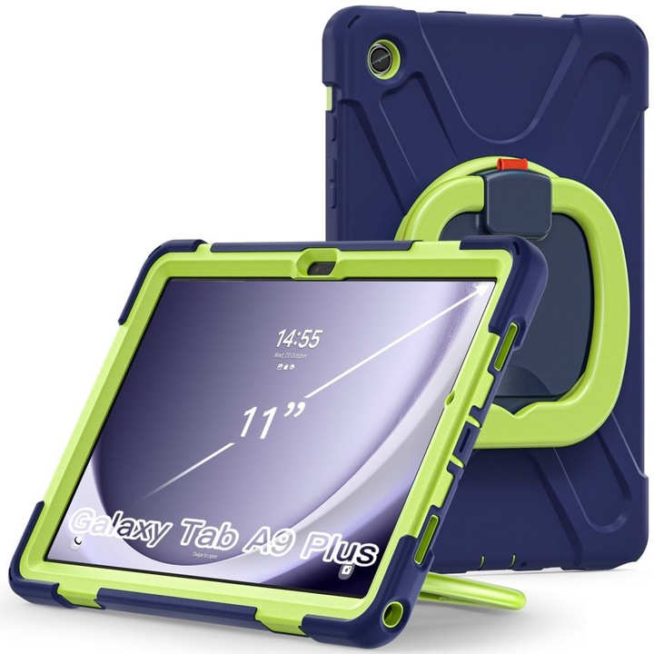 Tablettok Samsung Galaxy Tab A9+ Plus 11.0 X210 / X216 - Tech-Protect X-Armor ütésálló, kitámasztható kék/zöld tablet tok