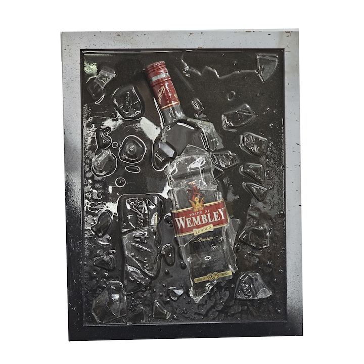 Tablou cu Rasina si Sticla, Wembley Dark, 43 cm x 34 cm x 5 cm
