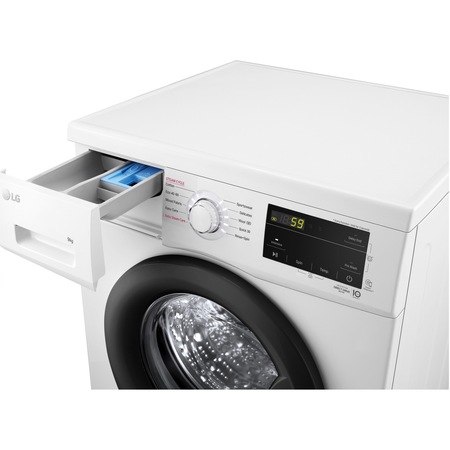 Masina de spalat rufe LG F4J3VS6WE, 9 kg, 1400 rpm, Clasa D, Inverter Direct Drive, Steam, Smart Diagnosis, Alb
