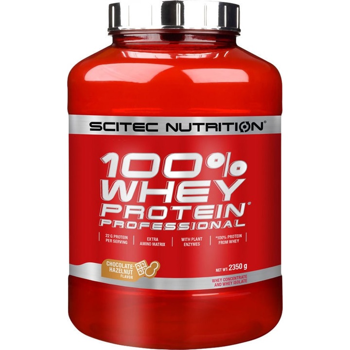 Pudra de proteine zer 100%, Scitec Nutrition, Ciocolata si alune, 2.35 kg