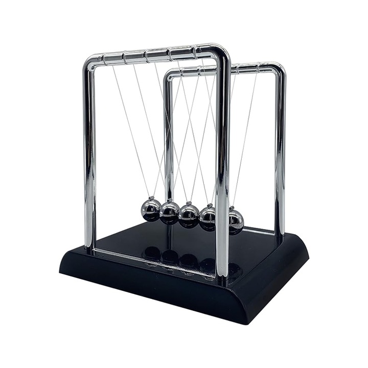 Leagan de echilibru Newton's Cradle, Inox/Plastic, 12*4.2*14.3cm, Negru