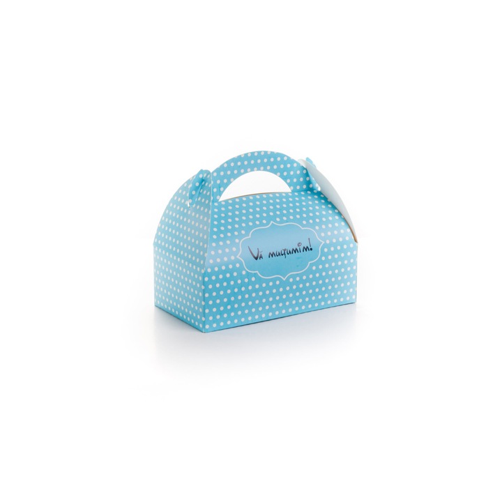 Cutie de Prajituri albastru cu buline, Publiserv, 500 g, 17 x 10 x 14.5 cm