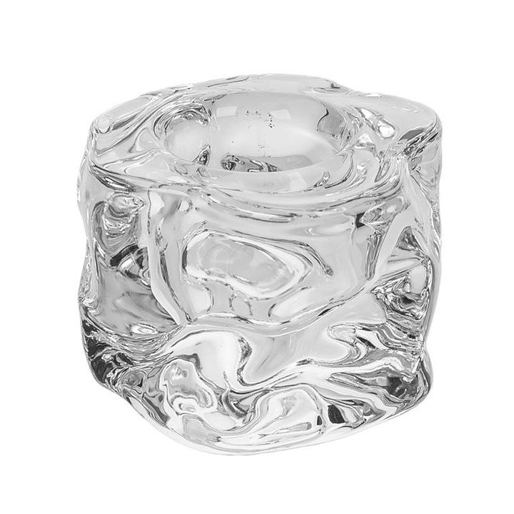Поставка за свещник, розово стъкло, 5x5x4 см, ATU-089004
