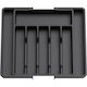 Organizator Extensibil Elindor® pentru Depozitare Tacamuri si Ustensile de Bucatarie, Furculite, Linguri, Cutite, 8 Compartimente, Sertar 33 - 57 cm, Suport Ajustabil, Tava si Separator Sertare Spatios, Accesorii Organizare, PP, fara BPA, Negru