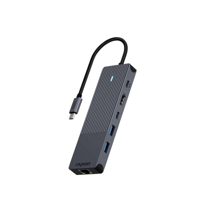 Хъб, Rapoo, USB-C, сив