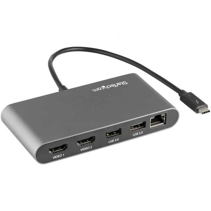 Mini dock, Startech, Thunderbolt 3, 2xUSB, Gri