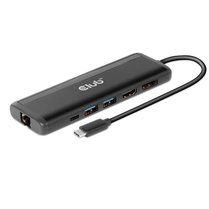 Docking station, Club3D, USB Type-C, 8 porturi, Negru