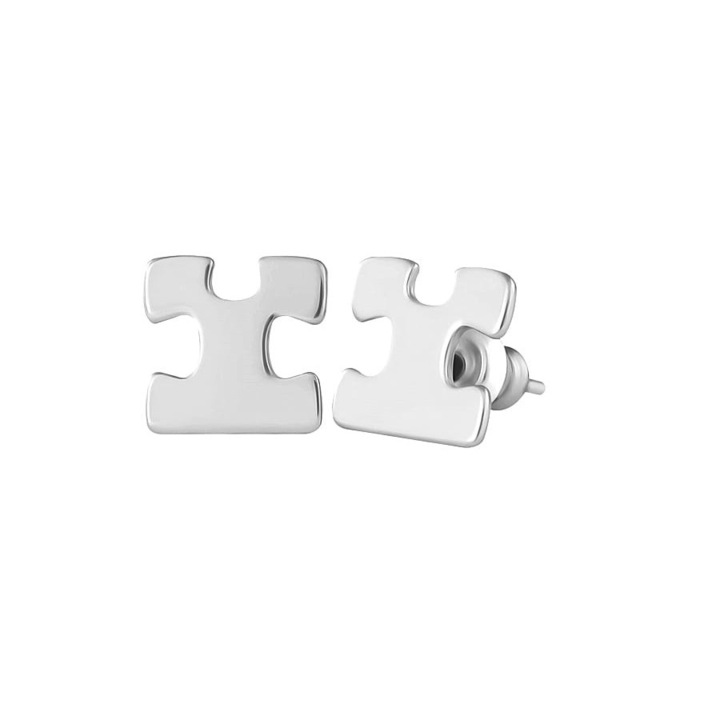 Cercei puzzle, Colibra, Argint, 8 mm, Argintiu