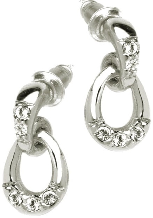 Cercei cerc cu pietre Swarovski, Colibra, Argint, 1.7 cm, Argintiu