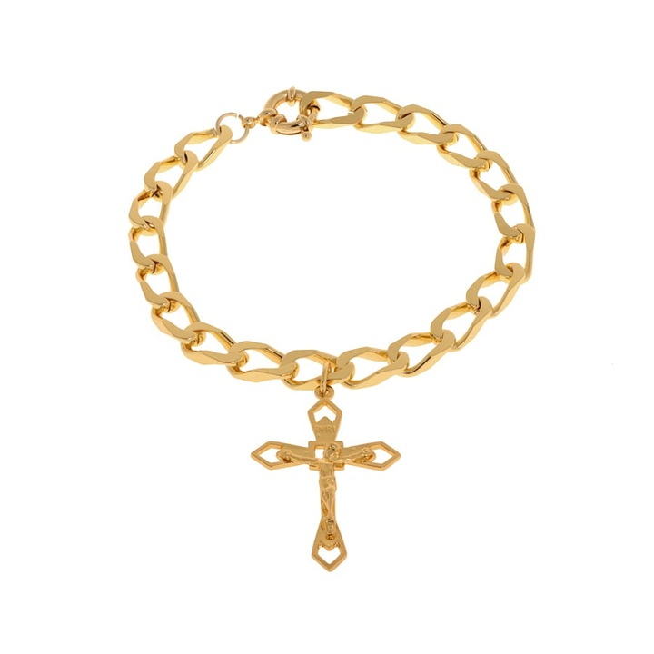 Bratara barbati, Colibra, Placata cu aur, Aliaj, 23 cm, Auriu