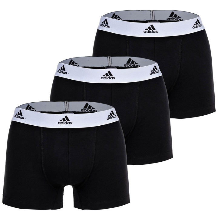adidas, Active Flex logós derékpántos boxeralsó szett - 3 pár, fehér, fekete, L méret