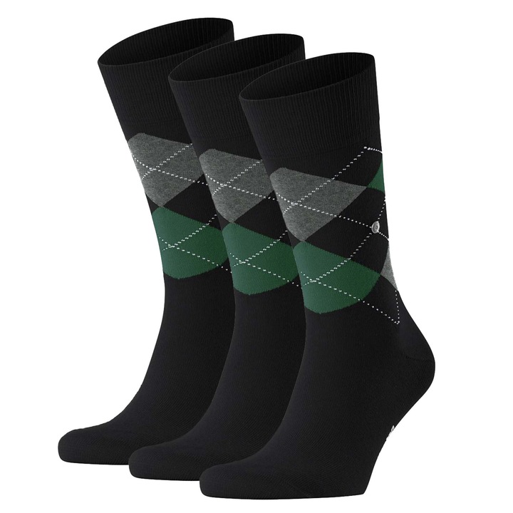 Burlington, Дълги чорапи Emblem King 13535 - 3 чифта, Зелен/Черен/Сив, 40-46
