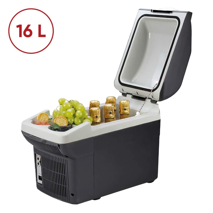 Lada frigorifica portabila AEG BK16, 12 V, functie de racire si incalzire, capacitate 16L, suport pahare, auto, camping, calatorie, 49 x 27 x 30.5 cm