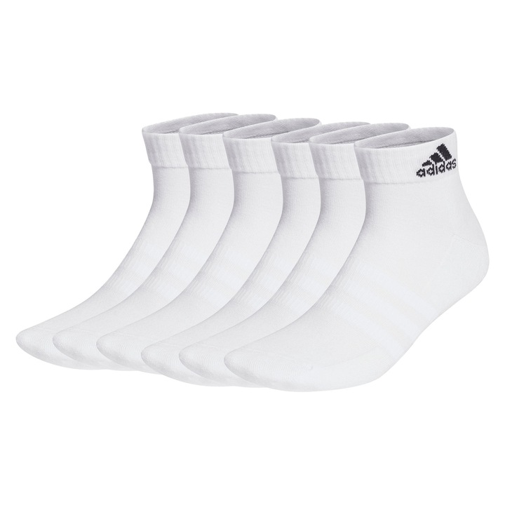 adidas, Set de sosete pana la glezna, unisex - 6 perechi, Alb