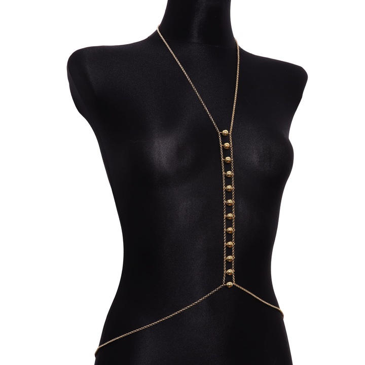 Colier corp dama, Colibra, Placat cu aur, Aliaj, Auriu