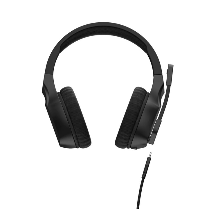 Casti cu fir, Hama, Cablu 2.2m, Cu microfon, Negru