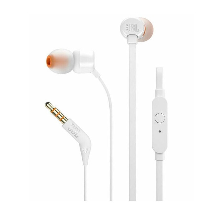 Кабелни слушалки за поставяне в ушите, JBL, 16 ома, бели