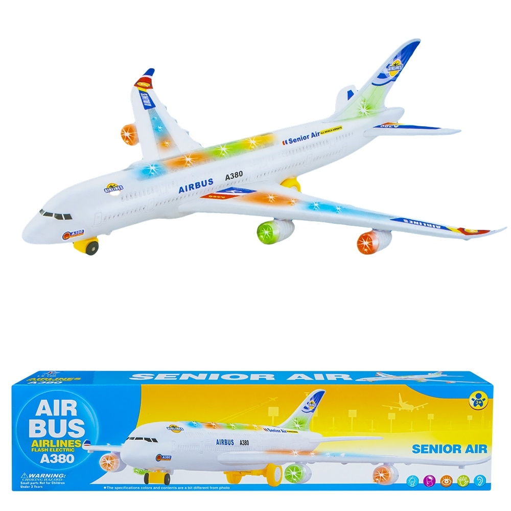 Самолет А380 със светлини и звук, 57 см, +3 години, Многоцветен - eMAG.bg