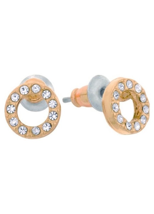 Cercei mici rotunzi cu cristale placati cu aur, Colibra, Auriu