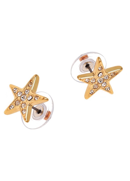 Cercei placati cu aur, Colibra, Zirconiu cubic, Auriu