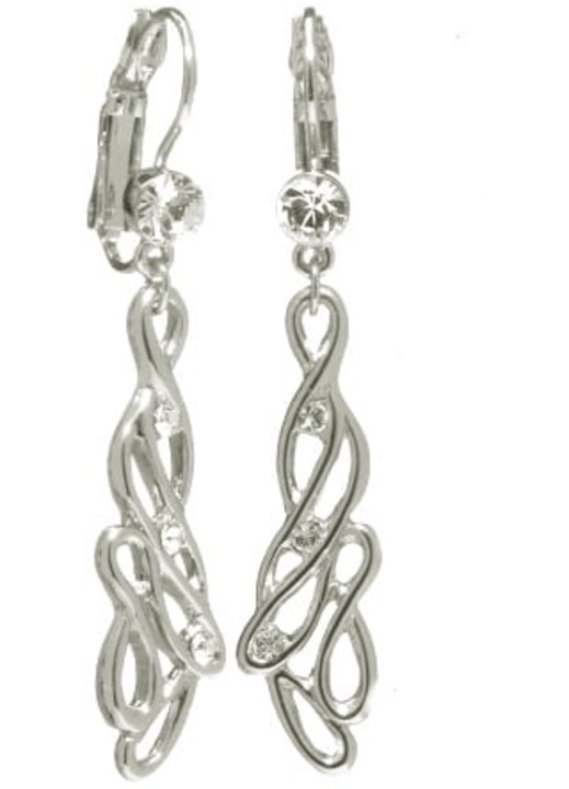 Cercei placati cu argint, Colibra, Cristale Swarovskim Argintiu