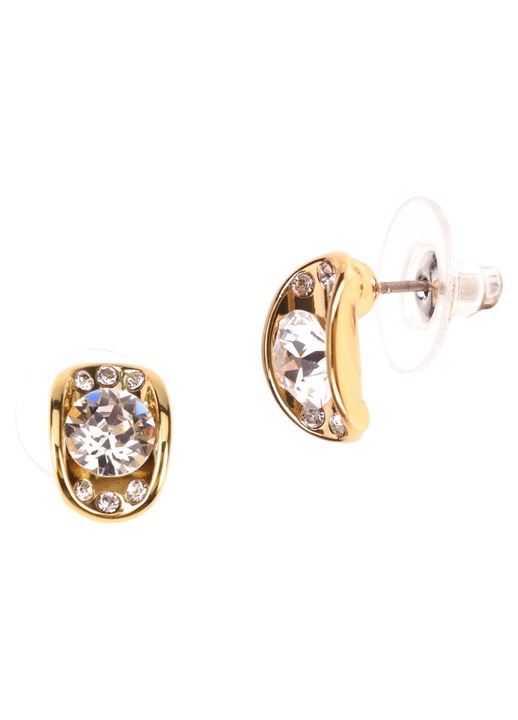 Cercei placati cu aur, Colibra, Zirconiu, Auriu