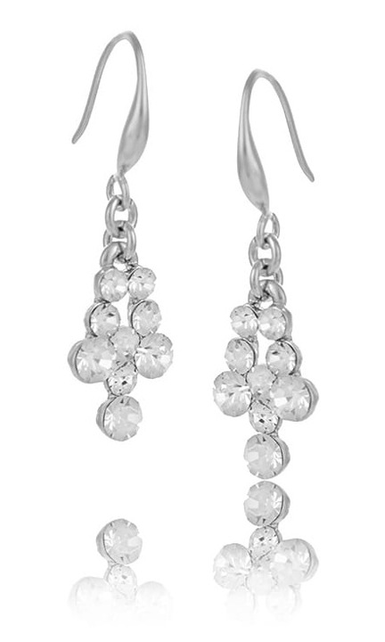 Cercei cu cristale, Colibra, Argint/Preciosa, 3.5 x 1 cm, Argintiu