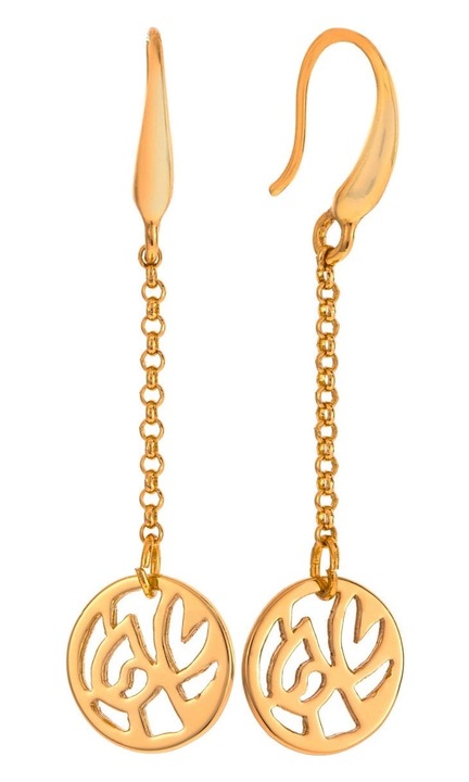 Cercei placati cu aur, Colibra, 3.5cm, Auriu