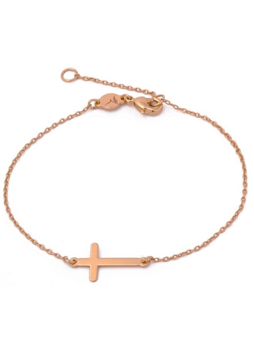 Bratara cruce placata cu aur, Colibra, 18cm + extensie 3cm, Auriu