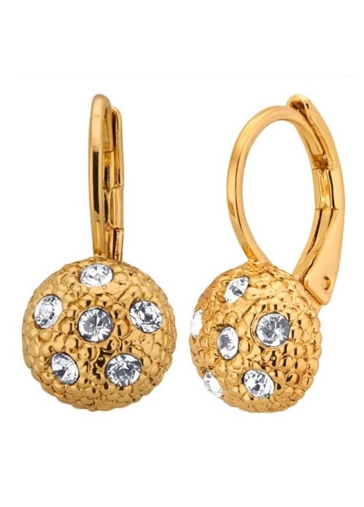 Cercei cu model gargarita cu cristale, Colibra, Aur, 2 cm, Auriu