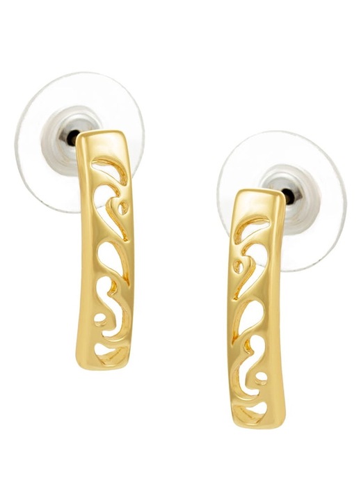 Cercei dreptunghiulari placati cu aur, Colibra, 1.8cm, Auriu