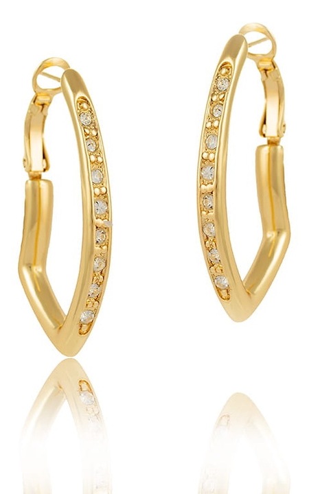 Cercei placati cu aur, Colibra, Cristale Preciosa, Auriu